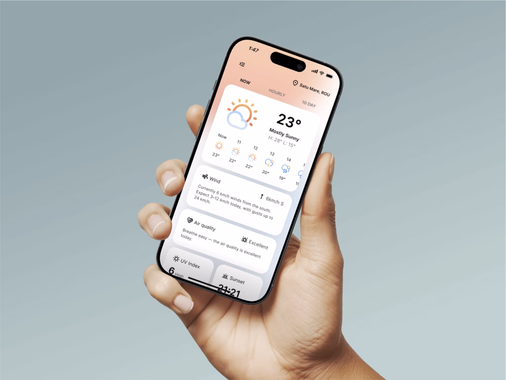 Weather App mobile product design and UX/UI by AK Visuals